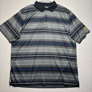 Greg Norman Performance Golf Polo Shirt Mens Large Staydri Gray Blue Stripe